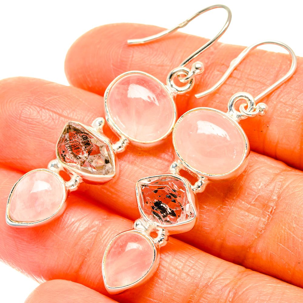Rose Quartz Earrings handcrafted by Anasilvercos - EARR426101