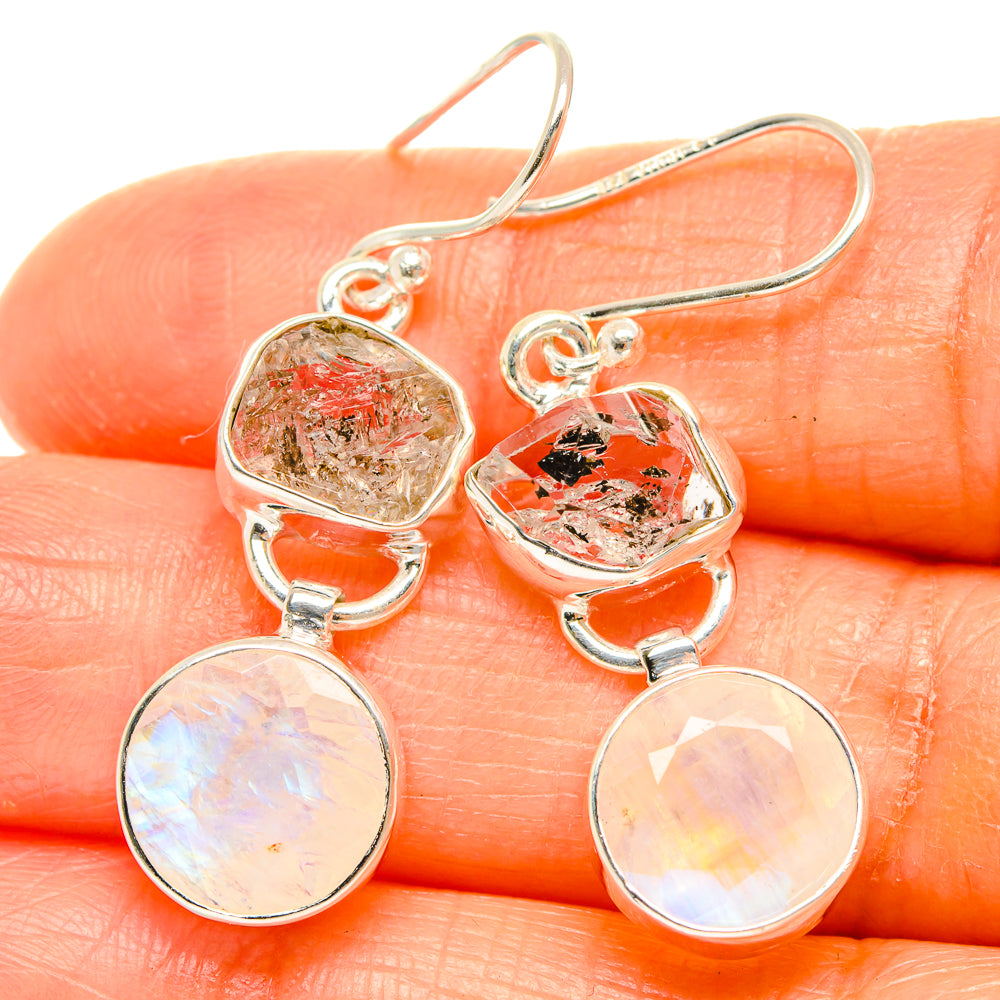 Rainbow Moonstone Earrings handcrafted by Anasilvercos - EARR426103