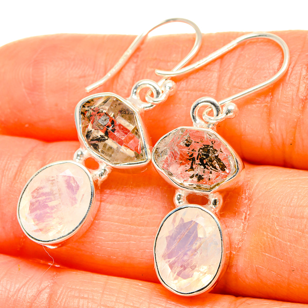 Rainbow Moonstone Earrings handcrafted by Anasilvercos - EARR426109