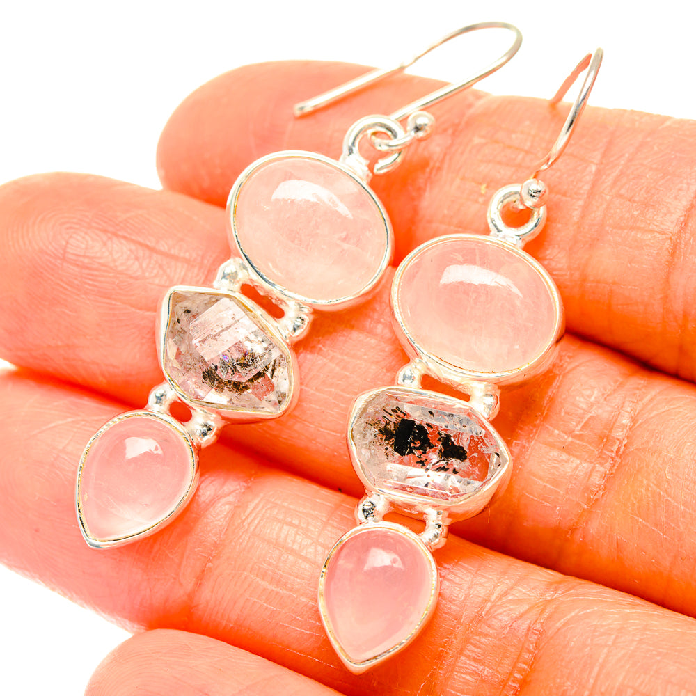 Rose Quartz Earrings handcrafted by Anasilvercos - EARR426118