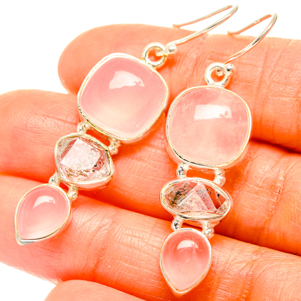 Rose Quartz Earrings handcrafted by Anasilvercos - EARR426126