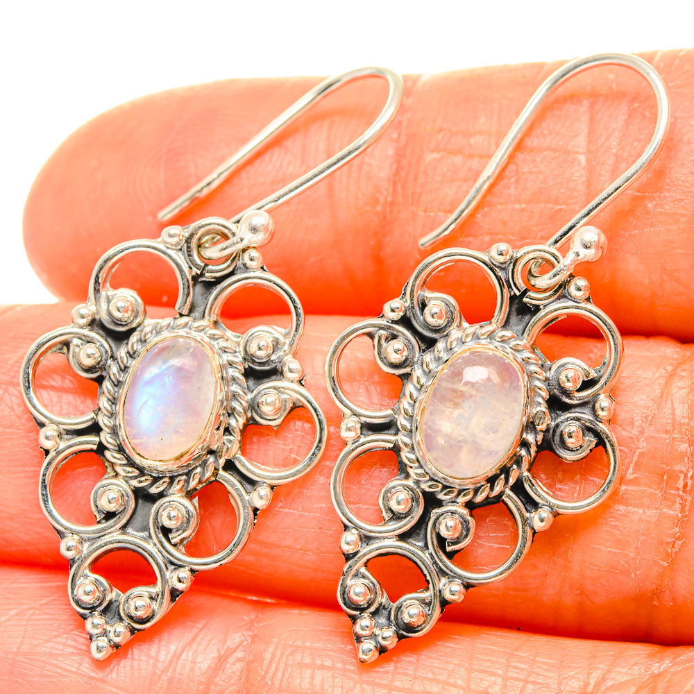 Rainbow Moonstone Earrings handcrafted by Anasilvercos - EARR426128