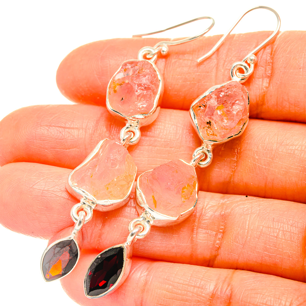Rose Quartz Earrings handcrafted by Anasilvercos - EARR426135