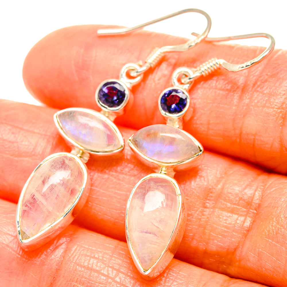 Rainbow Moonstone Earrings handcrafted by Anasilvercos - EARR426141