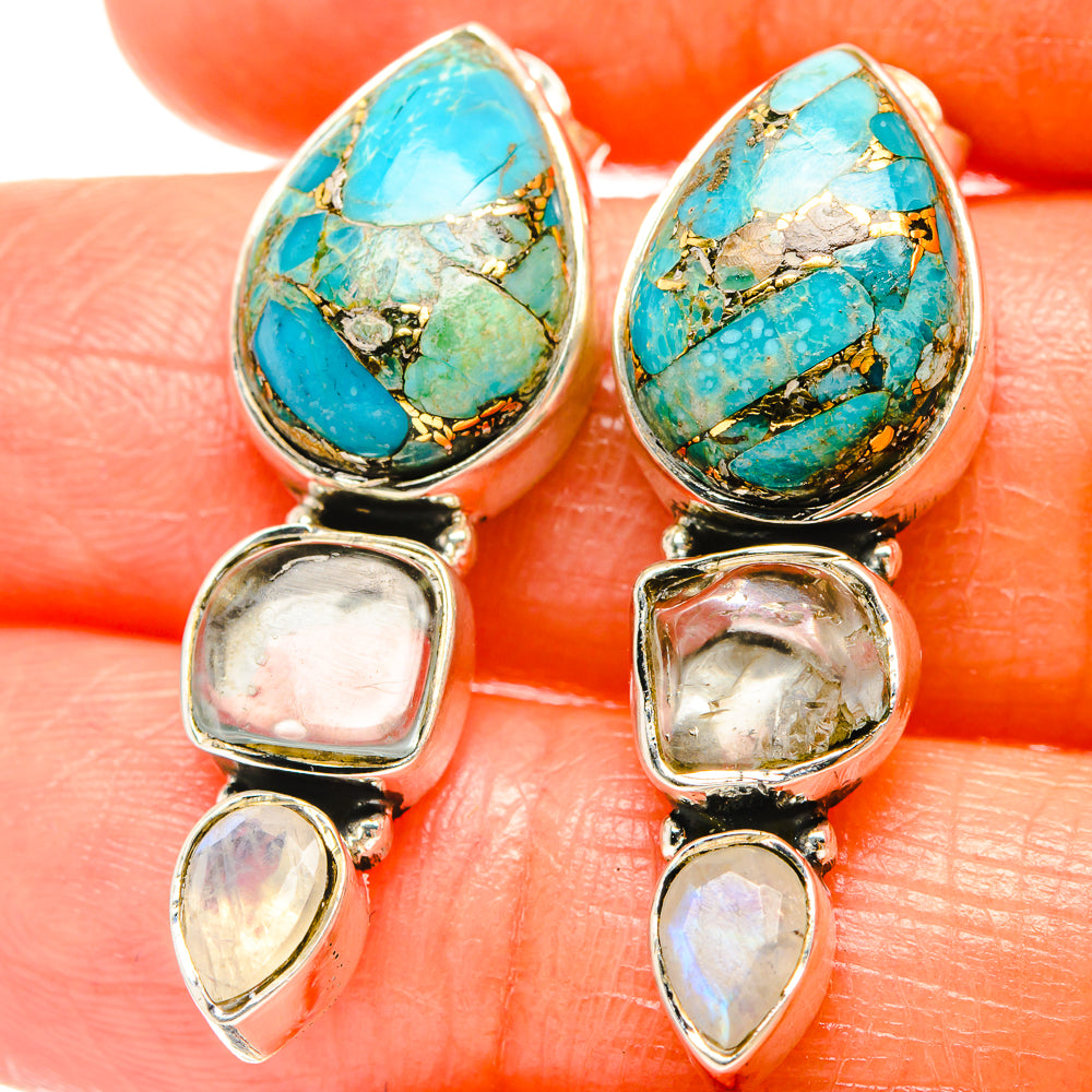 Blue Copper Composite Turquoise Earrings handcrafted by Anasilvercos - EARR426142