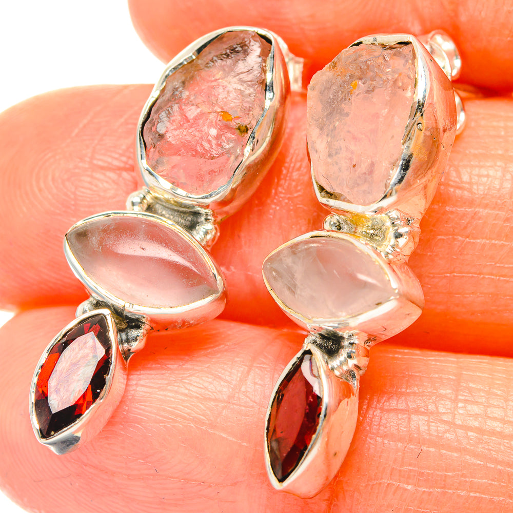 Rose Quartz Earrings handcrafted by Anasilvercos - EARR426153