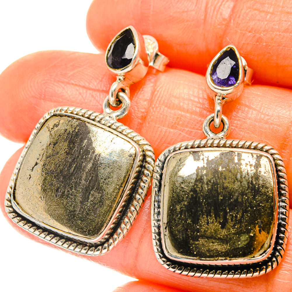 Pyrite Agate Earrings handcrafted by Anasilvercos - EARR426155