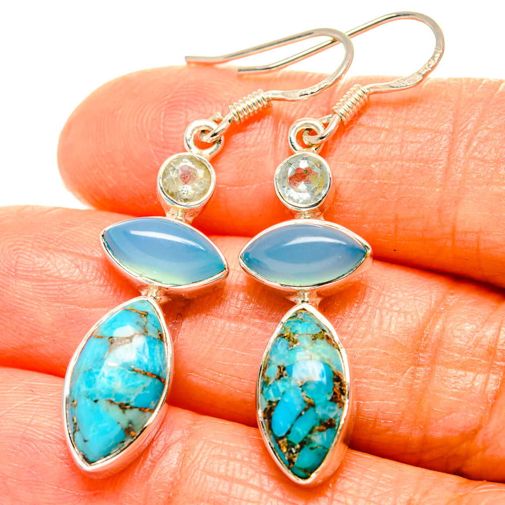 Blue Copper Composite Turquoise Earrings handcrafted by Anasilvercos - EARR426163