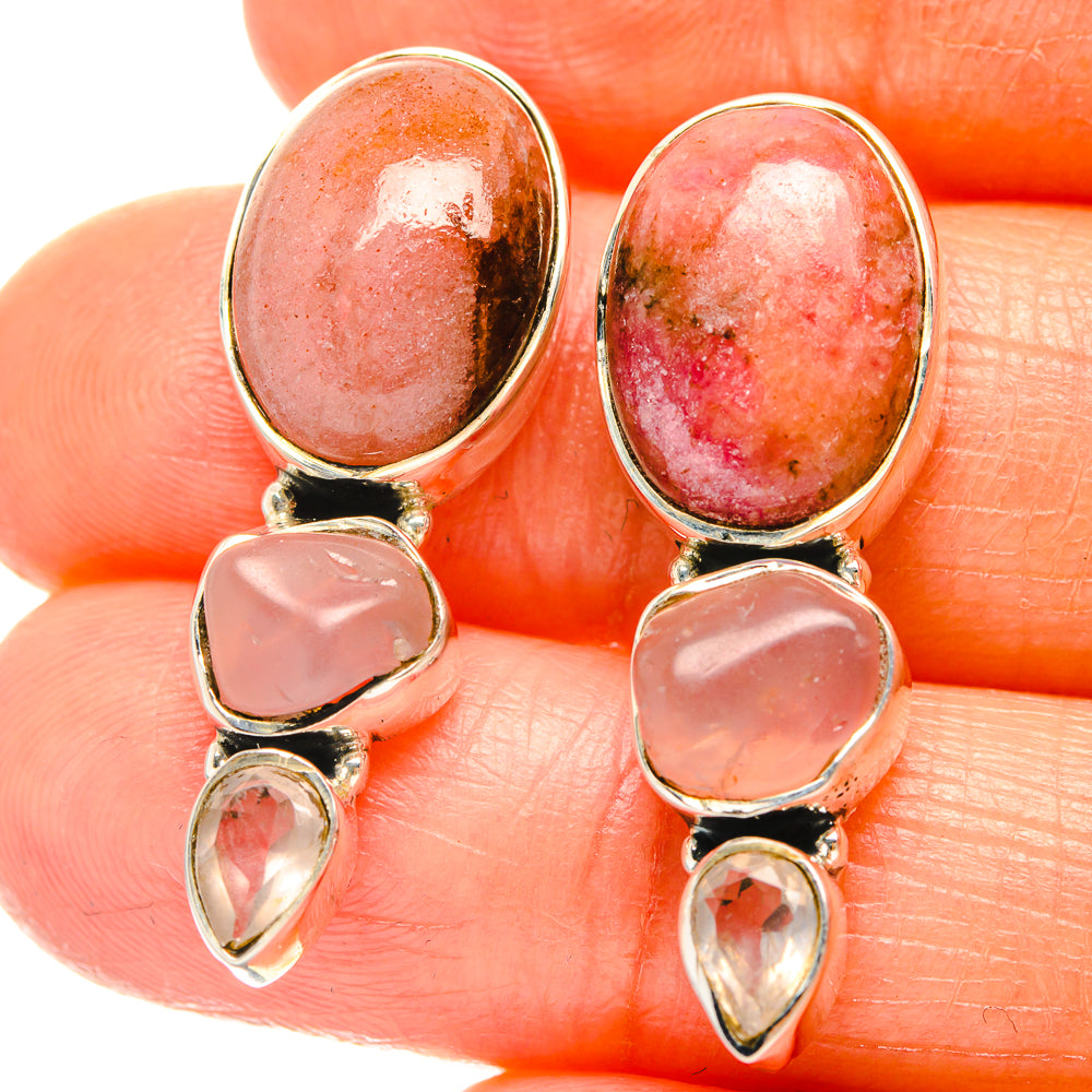 Rhodonite Earrings handcrafted by Anasilvercos - EARR426165