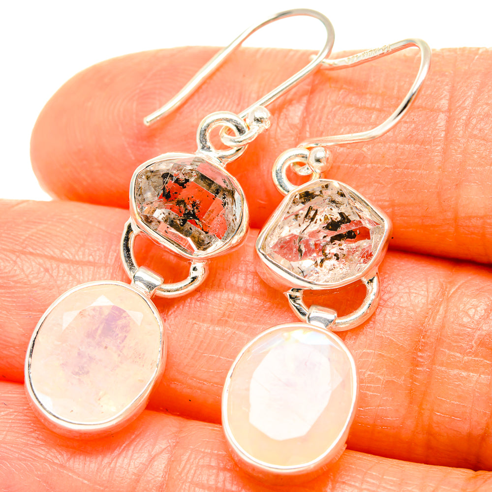 Rainbow Moonstone Earrings handcrafted by Anasilvercos - EARR426168