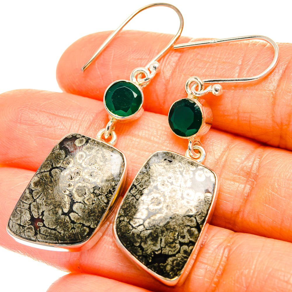 Pyrite Agate Earrings handcrafted by Anasilvercos - EARR426178