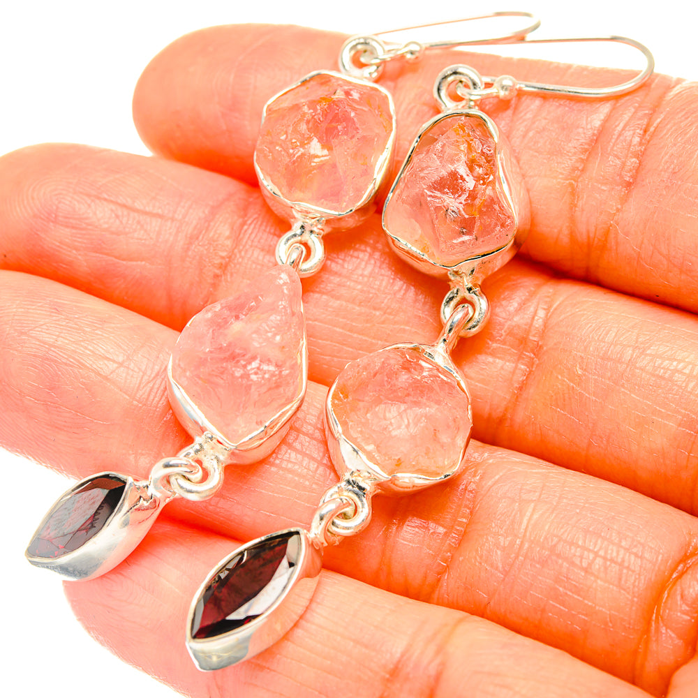 Rose Quartz Earrings handcrafted by Anasilvercos - EARR426181