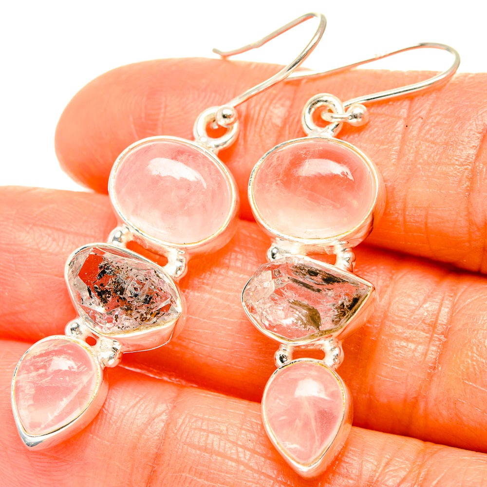 Rose Quartz Earrings handcrafted by Anasilvercos - EARR426200