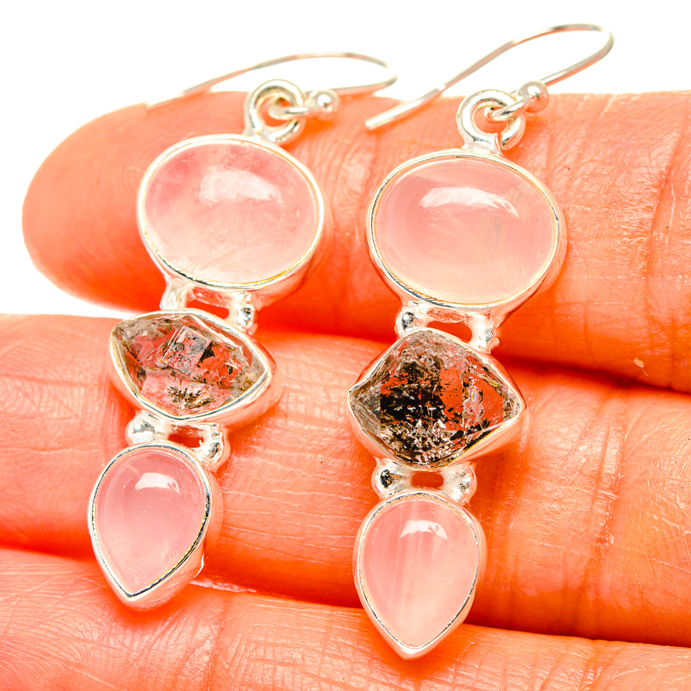 Rose Quartz Earrings handcrafted by Anasilvercos - EARR426206