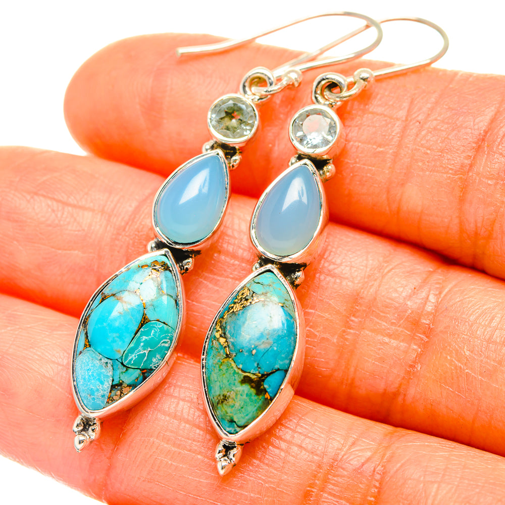 Blue Copper Composite Turquoise Earrings handcrafted by Anasilvercos - EARR426217