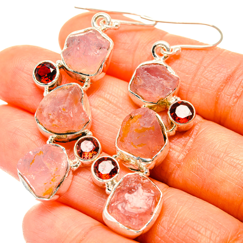 Rose Quartz Earrings handcrafted by Anasilvercos - EARR426233