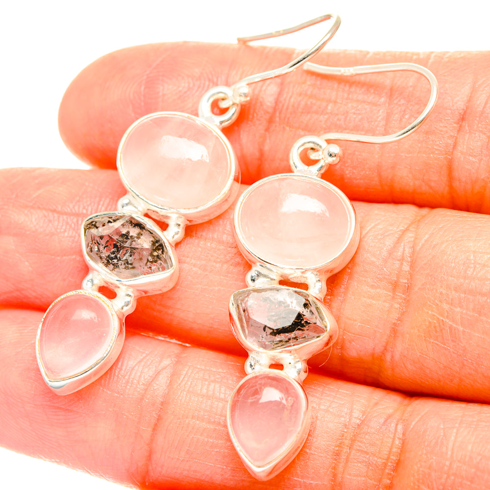 Rose Quartz Earrings handcrafted by Anasilvercos - EARR426236