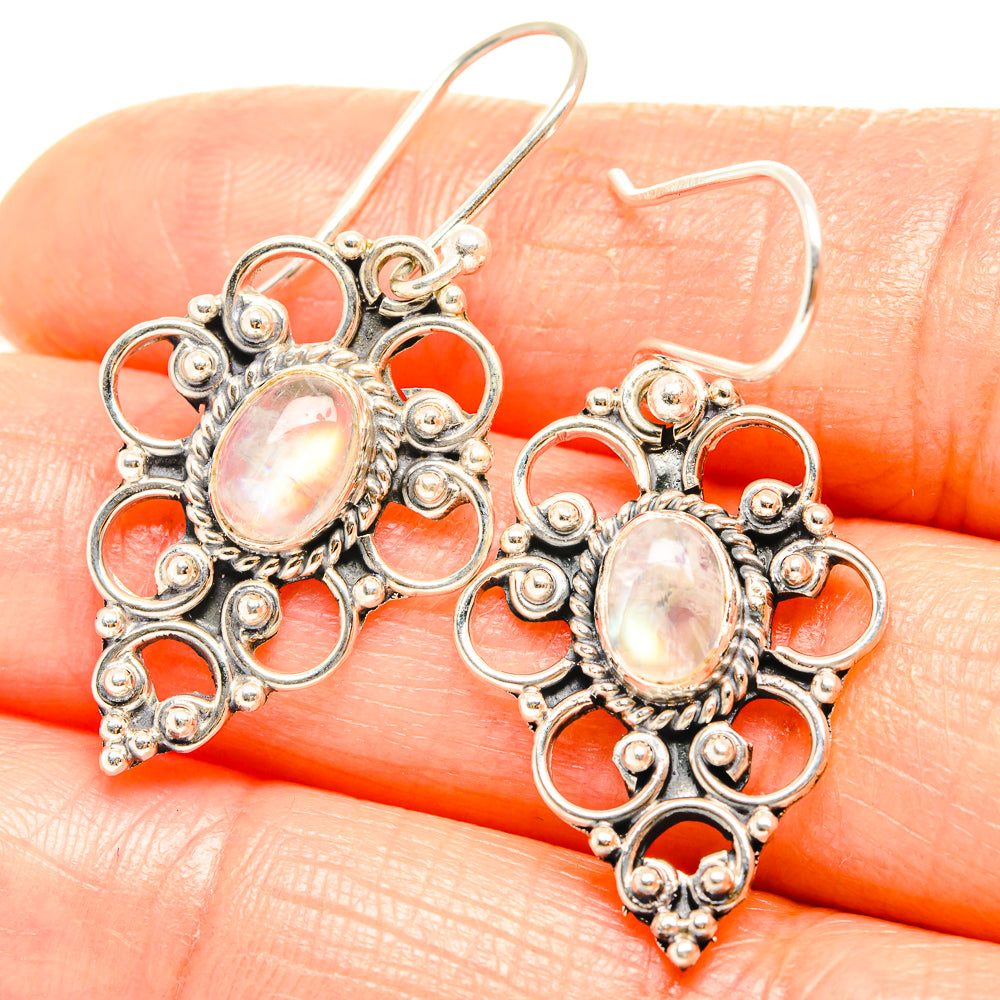 Rainbow Moonstone Earrings handcrafted by Anasilvercos - EARR426246