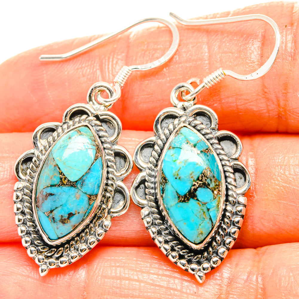 Blue Copper Composite Turquoise Earrings handcrafted by Anasilvercos - EARR426259