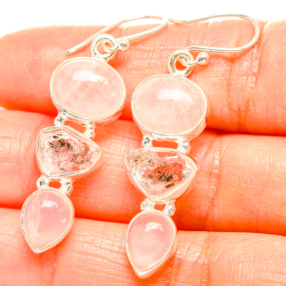 Rose Quartz Earrings handcrafted by Anasilvercos - EARR426260