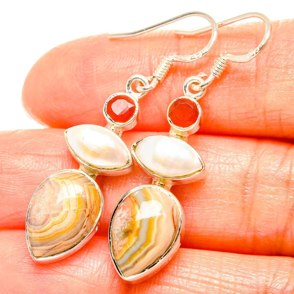 Laguna Lace Agate Earrings handcrafted by Anasilvercos - EARR426265