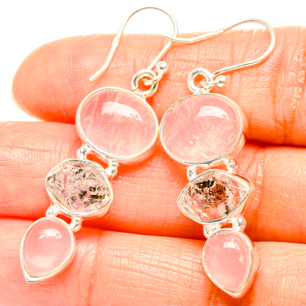 Rose Quartz Earrings handcrafted by Anasilvercos - EARR426268