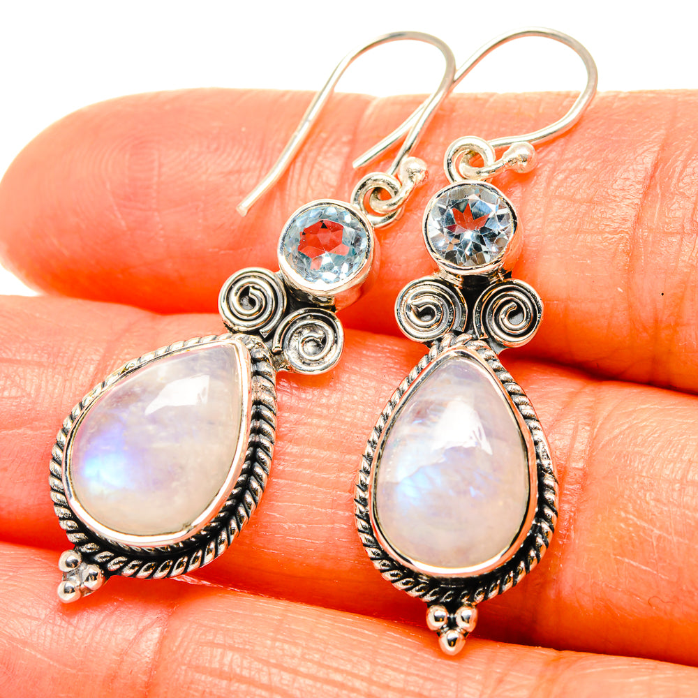 Rainbow Moonstone Earrings handcrafted by Anasilvercos - EARR426301