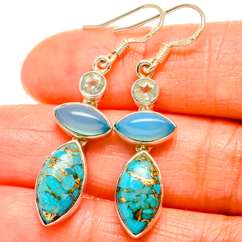 Blue Copper Composite Turquoise Earrings handcrafted by Anasilvercos - EARR426312