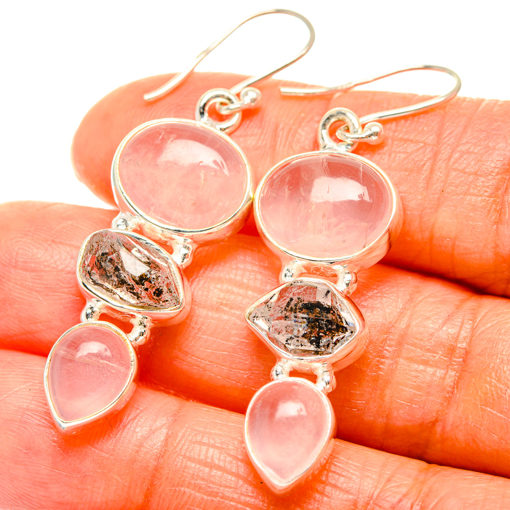 Rose Quartz Earrings handcrafted by Anasilvercos - EARR426315