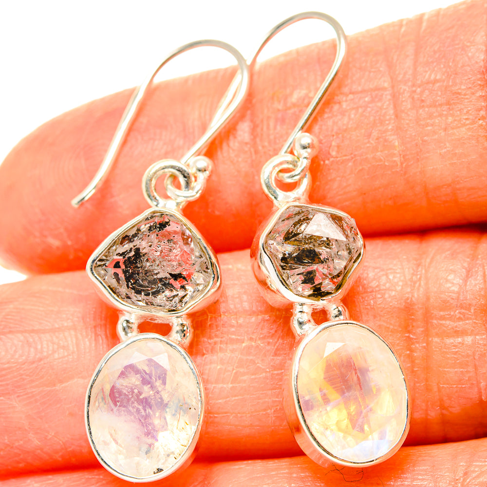 Rainbow Moonstone Earrings handcrafted by Anasilvercos - EARR426339