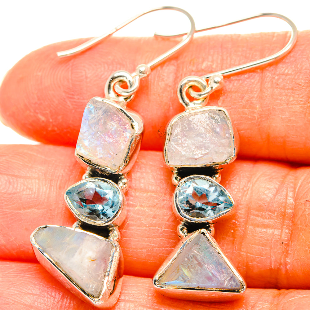 Rainbow Moonstone Earrings handcrafted by Anasilvercos - EARR426340