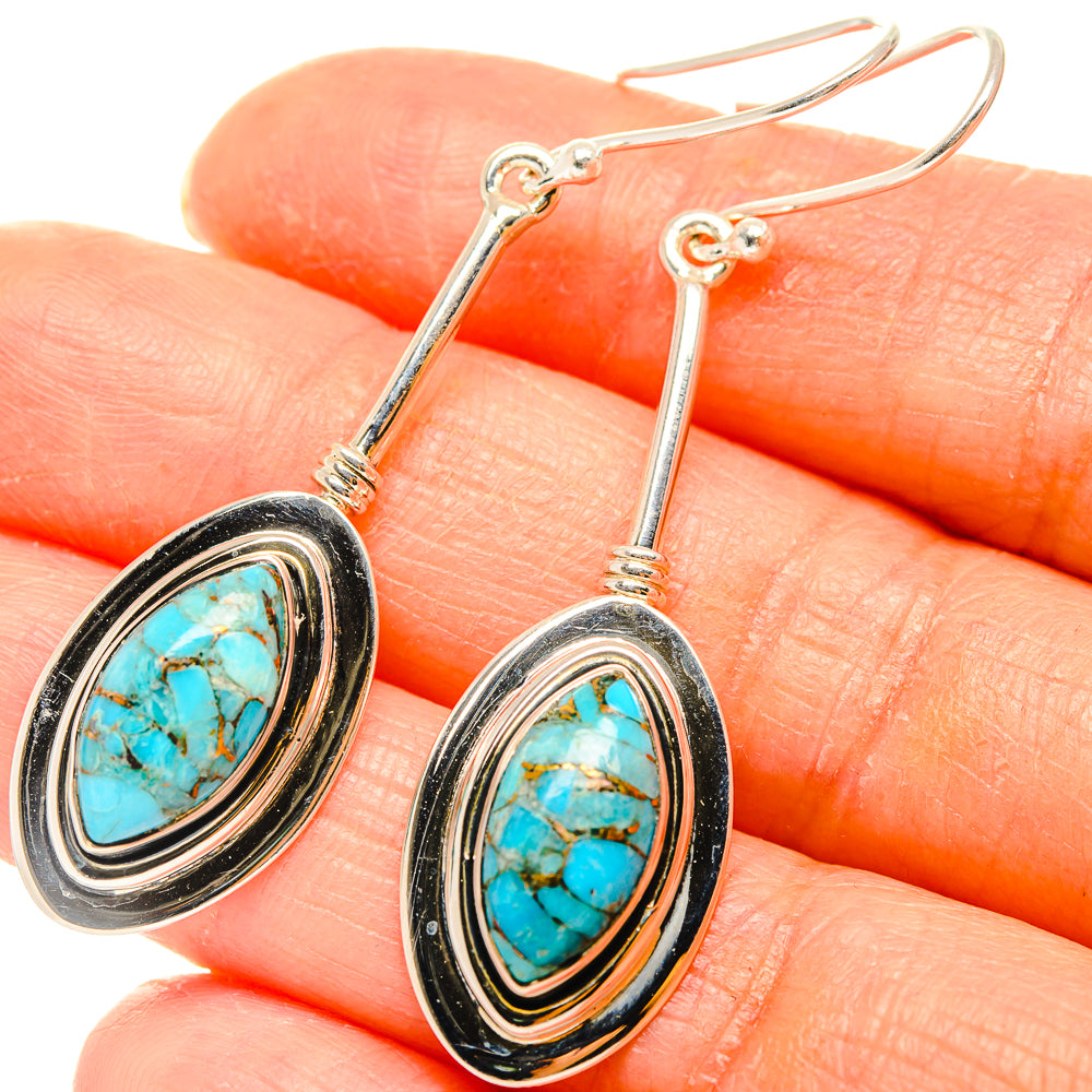 Blue Copper Composite Turquoise Earrings handcrafted by Anasilvercos - EARR426370