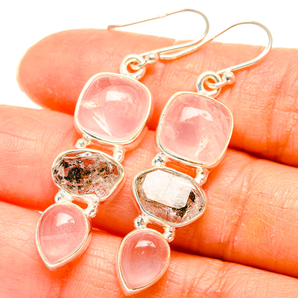 Rose Quartz Earrings handcrafted by Anasilvercos - EARR426372