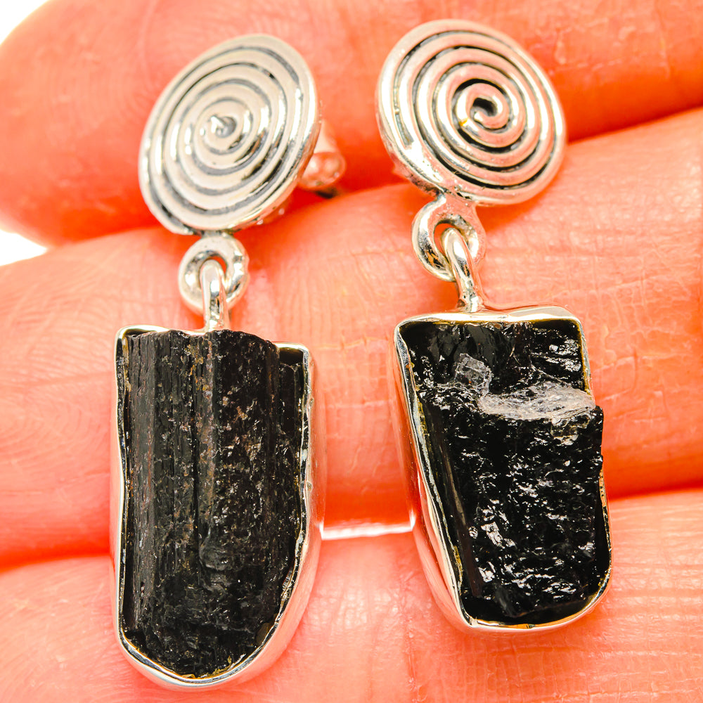 Black Tourmaline Earrings handcrafted by Anasilvercos - EARR426376