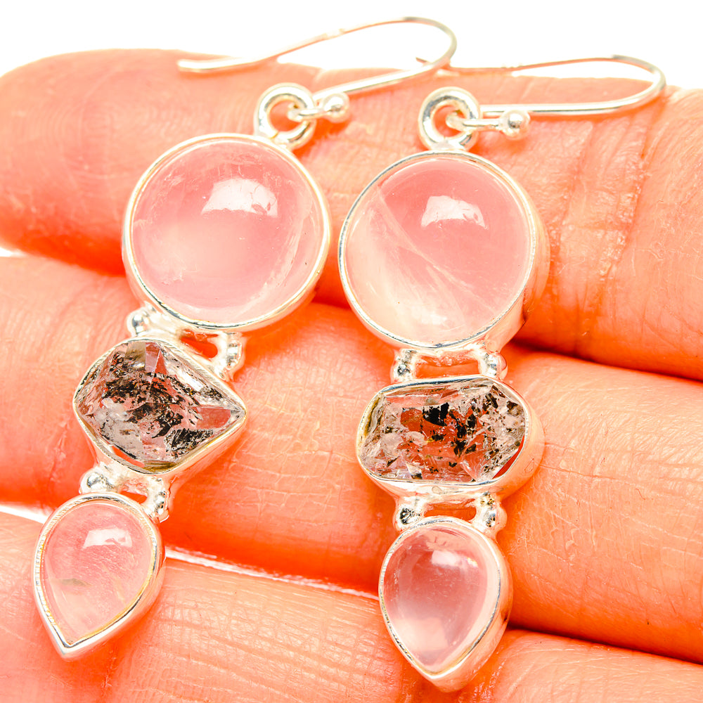 Rose Quartz Earrings handcrafted by Anasilvercos - EARR426384
