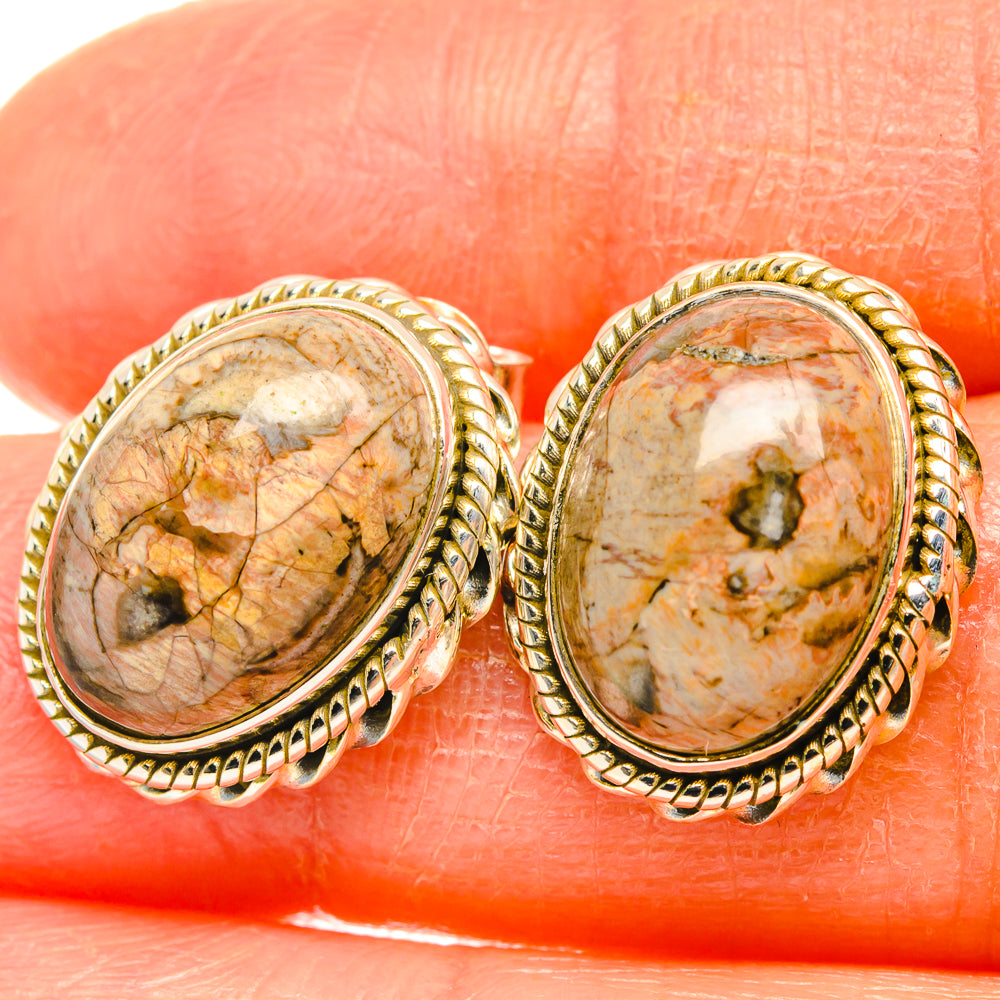 Mushroom Rhyolite Earrings handcrafted by Anasilvercos - EARR426417