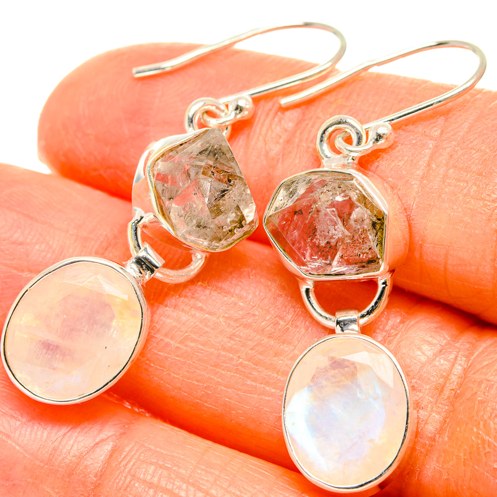 Rainbow Moonstone Earrings handcrafted by Anasilvercos - EARR426420