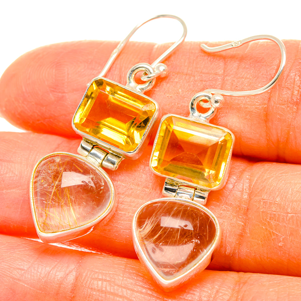 Rutilated Quartz Earrings handcrafted by Anasilvercos - EARR426430