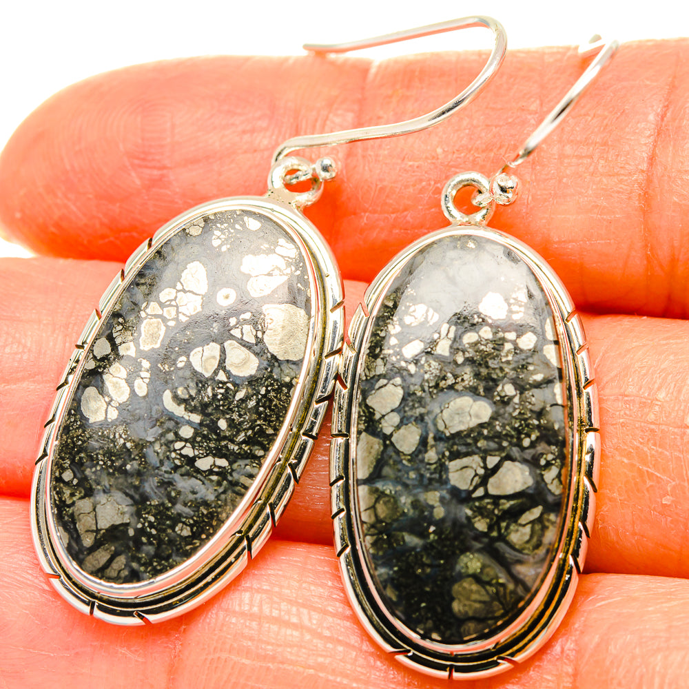 Pyrite Agate Earrings handcrafted by Anasilvercos - EARR426432