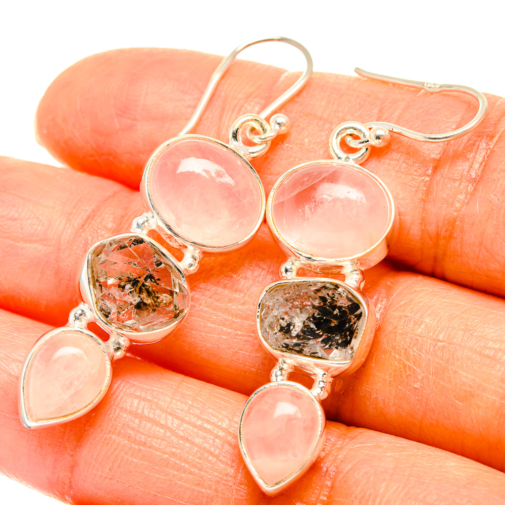 Rose Quartz Earrings handcrafted by Anasilvercos - EARR426433
