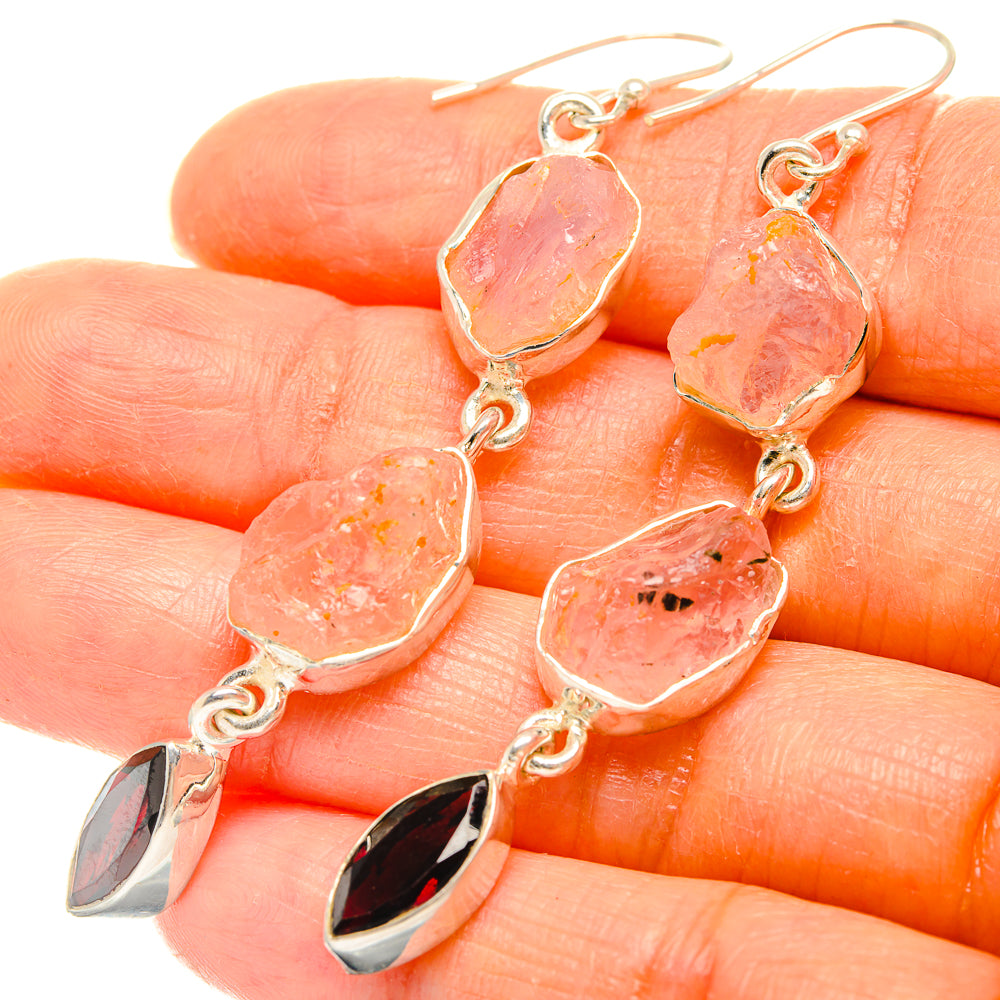 Rose Quartz Earrings handcrafted by Anasilvercos - EARR426436