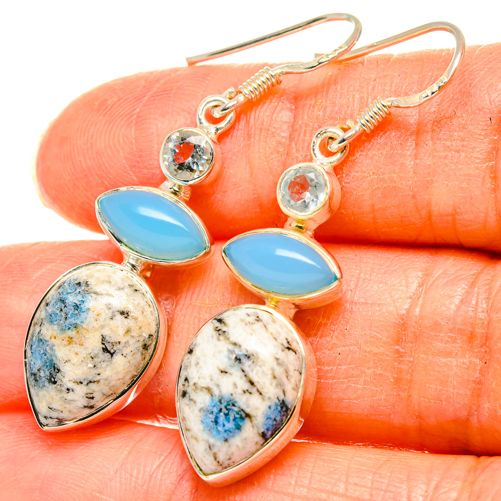K2 Blue Azurite Earrings handcrafted by Anasilvercos - EARR426439