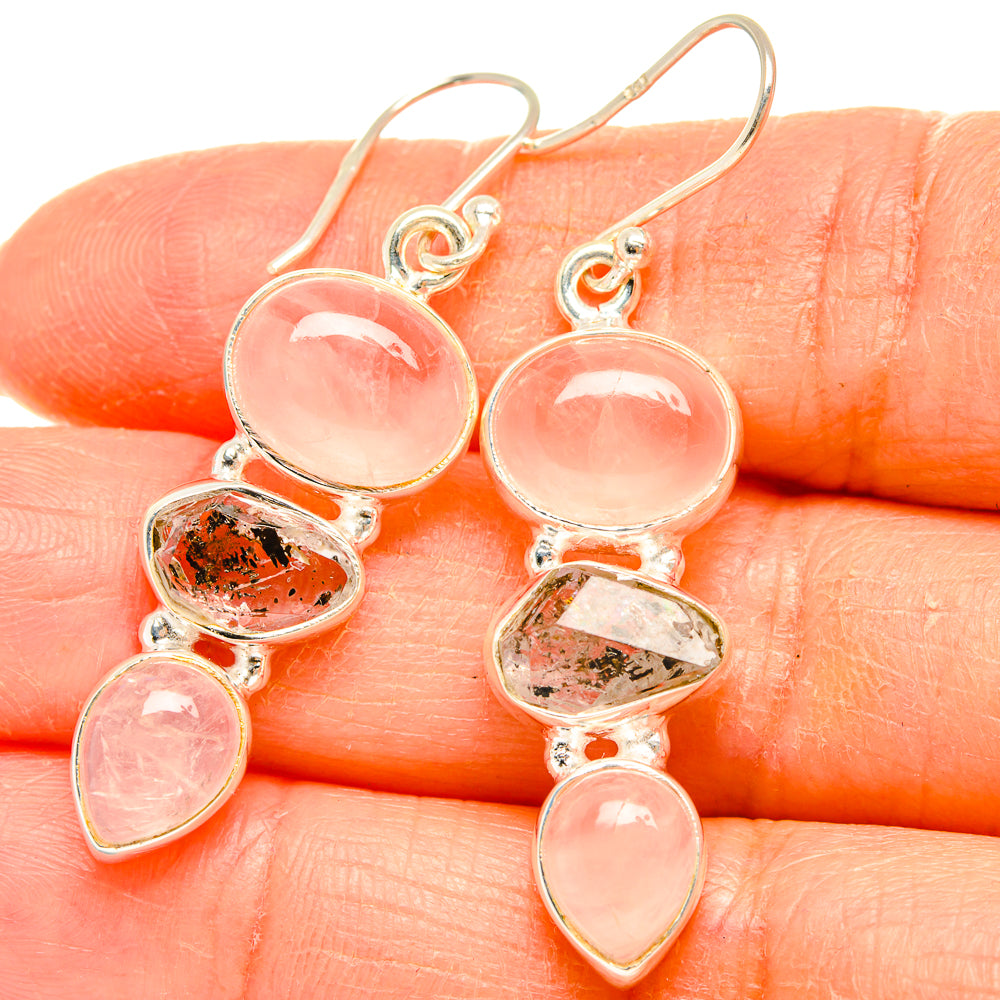 Rose Quartz Earrings handcrafted by Anasilvercos - EARR426445