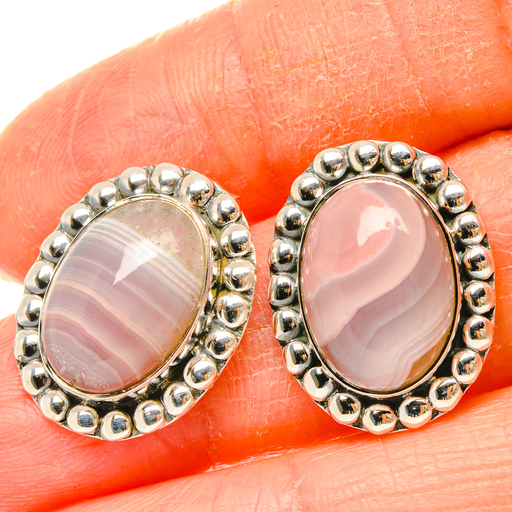 Botswana Agate Earrings handcrafted by Anasilvercos - EARR426450
