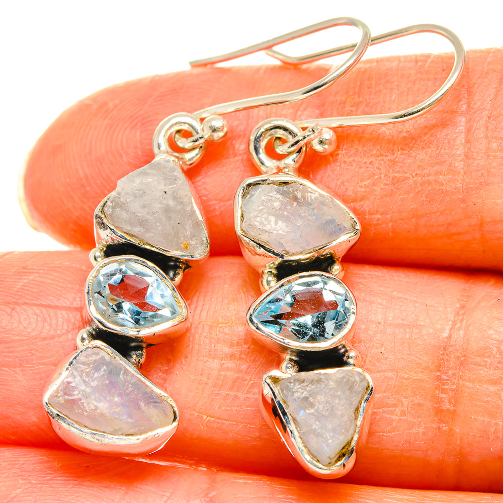 Rainbow Moonstone Earrings handcrafted by Anasilvercos - EARR426466