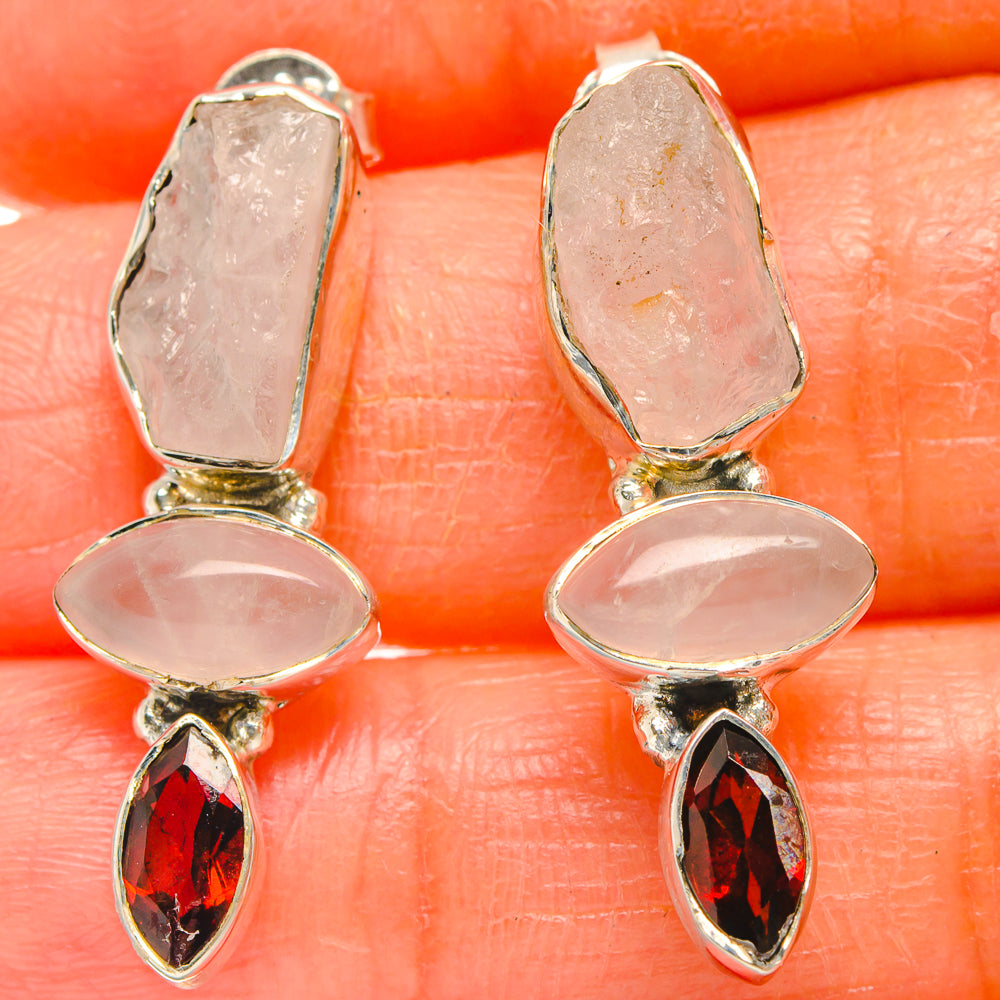 Rose Quartz Earrings handcrafted by Anasilvercos - EARR426473