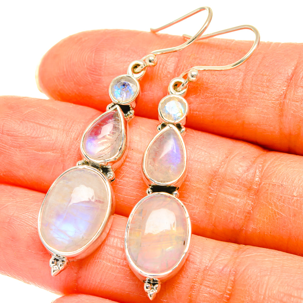 Rainbow Moonstone Earrings handcrafted by Anasilvercos - EARR426475