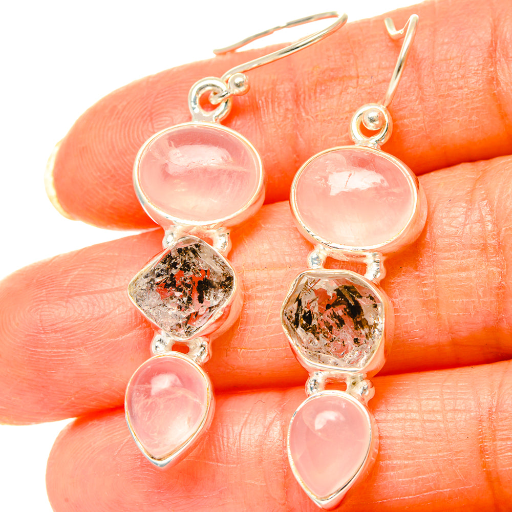 Rose Quartz Earrings handcrafted by Anasilvercos - EARR426476