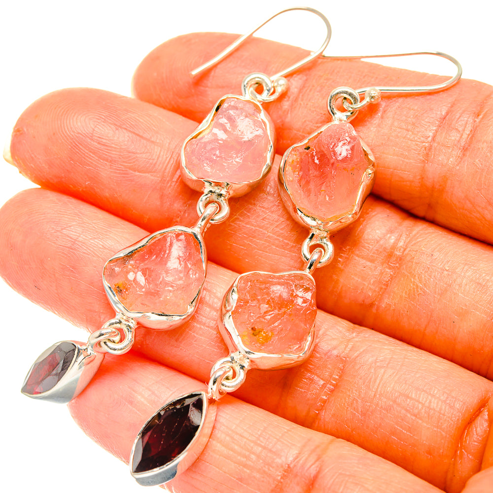 Rose Quartz Earrings handcrafted by Anasilvercos - EARR426486