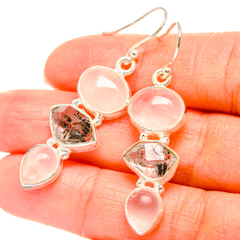 Rose Quartz Earrings handcrafted by Anasilvercos - EARR426487